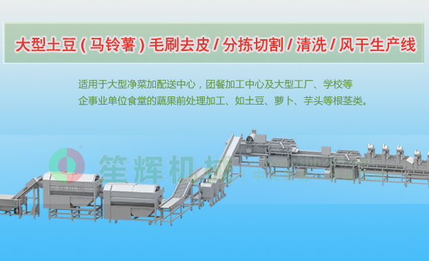 石景山连续式土豆去皮清洗切割风干生产线